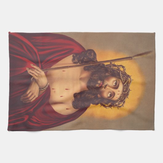 Jesus wird mit einer Dornenkrone gekrönt Geschirrtuch (Horizontal)