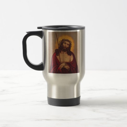 Jesus wird mit einer Dornenkrone gekrönt Reisebecher (Links)
