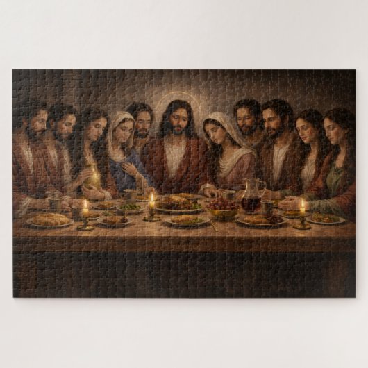 Jesus With Family And Mary Magdalene Supper  Puzzle (Horizontal)
