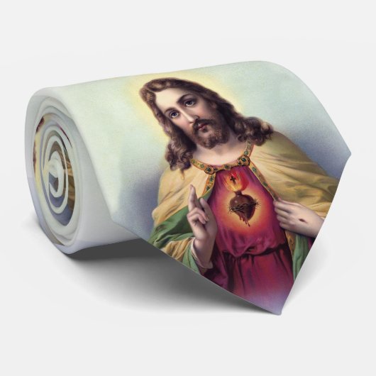 Jesus with Glowing Heart Krawatte (Gerollt)