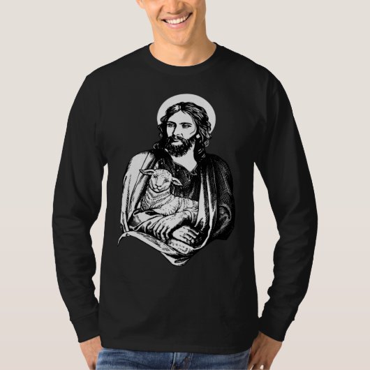 Jesus With Lamb Christian God T-Shirt (Vorderseite)