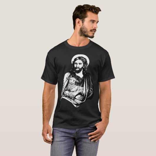 Jesus With Lamb Christian God T-Shirt (Vorne ganz)