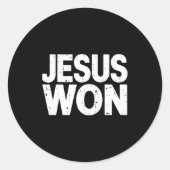 Jesus Won Christian Faith Religious Runder Aufkleber (Vorderseite)