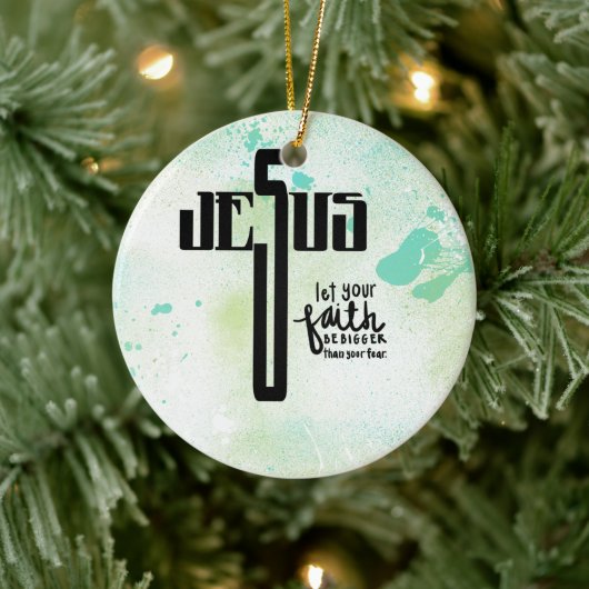 Jesus Word Art Keramik Ornament (Baum)