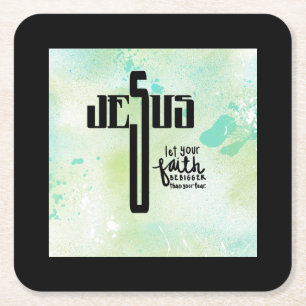 Jesus Word Art Rechteckiger Pappuntersetzer