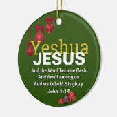 JESUS WORD WECAME FLESH Christmas Baubles GREEN Keramik Ornament (Links)