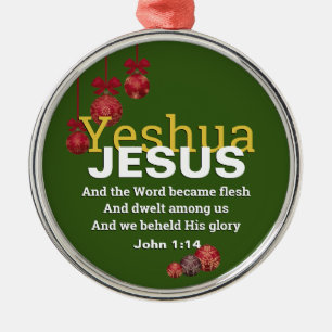 JESUS WORD WECAME FLESH Christmas Baubles GREEN Ornament Aus Metall