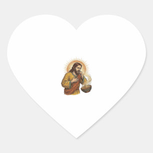 Jesus würgt an trockenem Tortilla-Chip-Krümel Esse Herz-Aufkleber