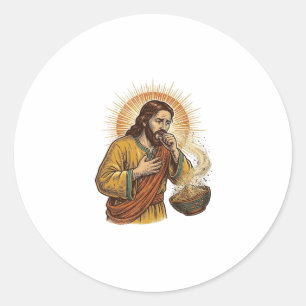 Jesus würgt an trockenem Tortilla-Chip-Krümel Esse Runder Aufkleber