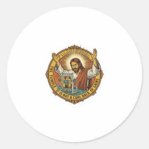 Jesus Wütende Bizepscurls Squat Rack Gym Ärger H Runder Aufkleber