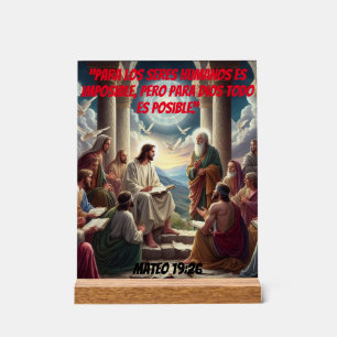 Jesús y los Discípulos: Mateo 19:26 Acrylschild