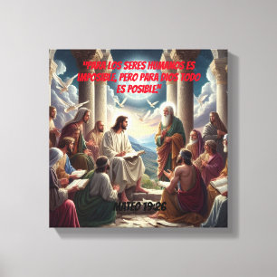 Jesús y los Discípulos: Mateo 19:26 Leinwanddruck
