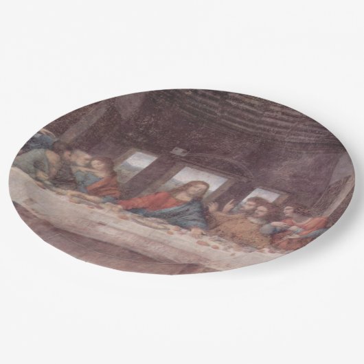 Jesus "Yeshua" Das letzte Abendmahl, Leonardo da V Pappteller (Schrägansicht)