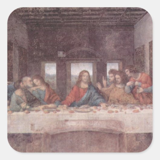 Jesus "Yeshua" Das letzte Abendmahl, Leonardo da V Quadratischer Aufkleber (Vorderseite)