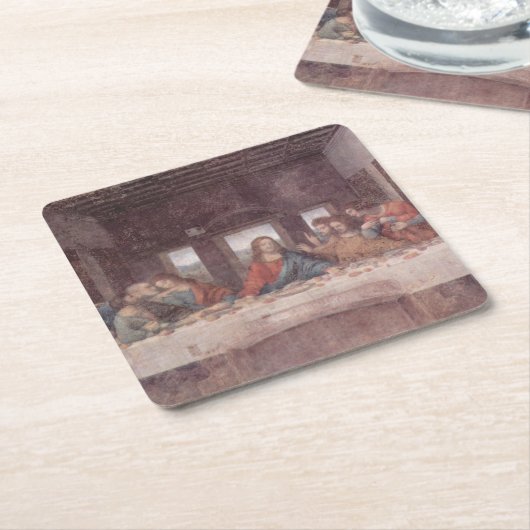 Jesus "Yeshua" Das letzte Abendmahl, Leonardo da V Rechteckiger Pappuntersetzer (angewinkelt)