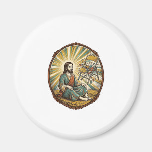 Jesus zerbrochene Klappstuhl-Party faule ungeschic Magnet