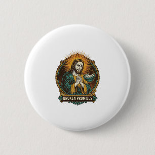 Jesus zerbrochener Chip steckt in Dip-Schale Party Button