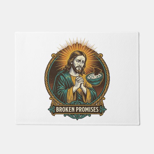 Jesus zerbrochener Chip steckt in Dip-Schale Party Fußmatte (Vorderseite)