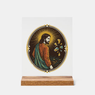 Jesus zerbrochener Glas Tanzboden Party Gefahr Clu Acrylschild