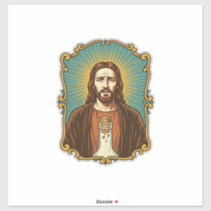 Jesus zerbrochener Weinkorken steckt in Flasche So Aufkleber