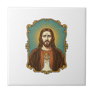 Jesus zerbrochener Weinkorken steckt in Flasche So Fliese