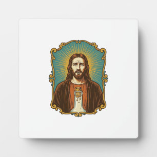 Jesus zerbrochener Weinkorken steckt in Flasche So Fotoplatte