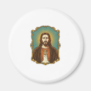 Jesus zerbrochener Weinkorken steckt in Flasche So Magnet