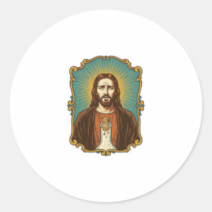 Jesus zerbrochener Weinkorken steckt in Flasche So Runder Aufkleber