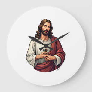 Jesus Zimmermann Mark Vintage Gravur Tee 2 Große Wanduhr