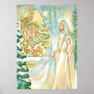 Jesus zu Weihnachten Blick durch den Schleier des Poster