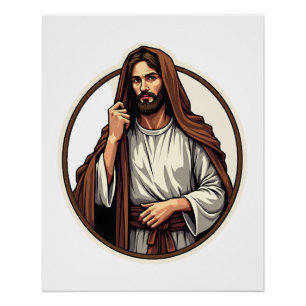 Jesus Zufluchtsmantel Vintage Gravur T-Shirt Poster