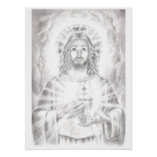 Jesusherz, Gezeichnet von Jenny McLaughlin Poster