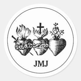 Jesusherz Maria und Joseph JMJ Religious Runder Aufkleber