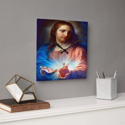 Jesusherz Quadratische Wanduhr (Büro)