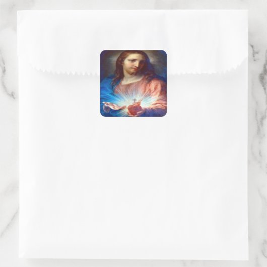 Jesusherz Quadratischer Aufkleber (Tasche)