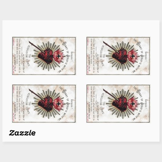 Jesusherz Rechteckiger Aufkleber (Blatt)