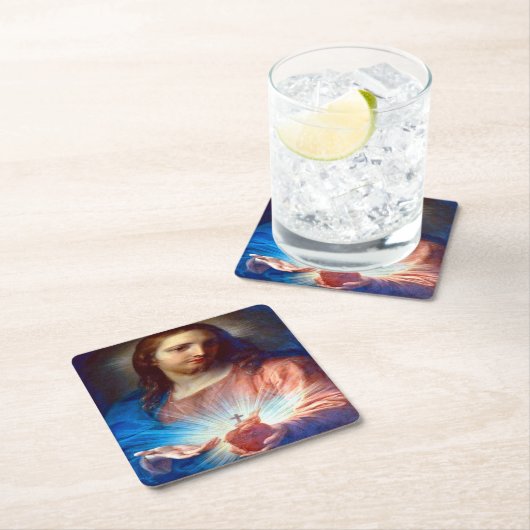 Jesusherz Rechteckiger Pappuntersetzer (Vor Ort)