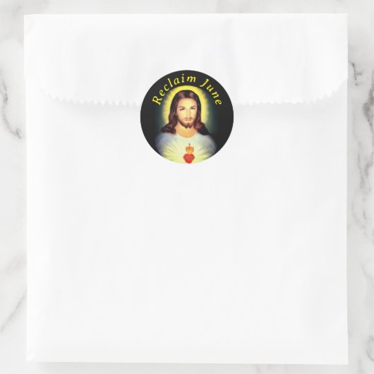 Jesusherz Runder Aufkleber (Tasche)
