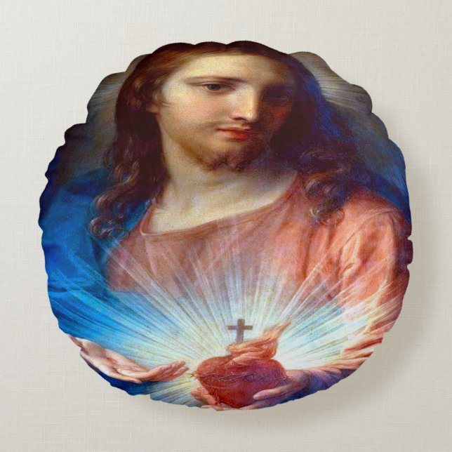 Jesusherz Rundes Kissen (Vorderseite)