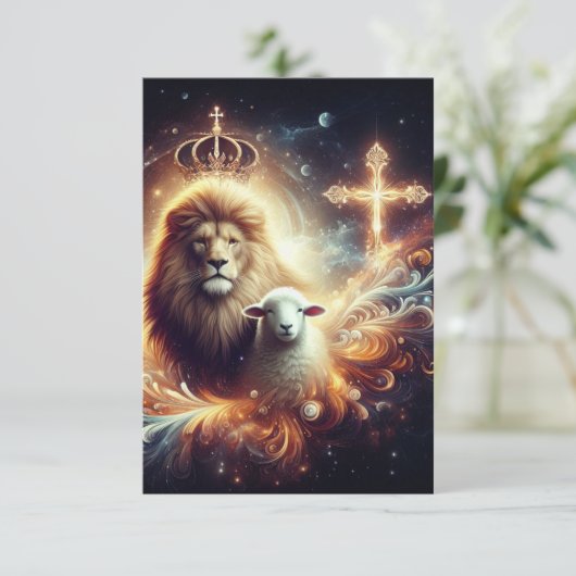 Jesusis der Löwe und das Lamm Dankeskarte (Stehend Vorderseite)