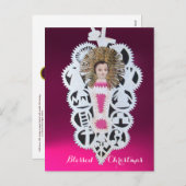 Jesuskind, antikes Weihnachtsbuch Carving Feiertagspostkarte (Vorne/Hinten)