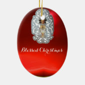 Jesuskind, antikes Weihnachtsbuch Carving Keramikornament (Hinten)