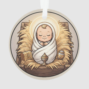 Jesuskind in der Krippe Weihnachtsschmuck Ornament