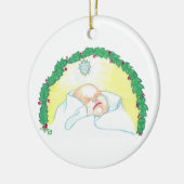 Jesuskind mit Girlande Keramik Ornament (Links)