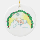 Jesuskind mit Girlande Keramik Ornament (Hinten)