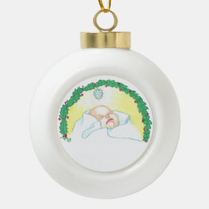 Jesuskind mit Kranz Keramik Kugel-Ornament