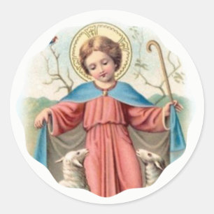 Jesuskind mit Lämmern Runder Aufkleber