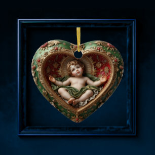 Jesuskind Wiege des Lichtes Weihnachtsbaumanhänger Keramik Ornament