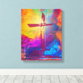 Jesuskreuz auf Abstrakter Malerei Leinwanddruck (Insitu (Holzboden))