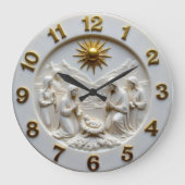 Jesuskripppe aus Marmor Große Wanduhr (Vorderseite)